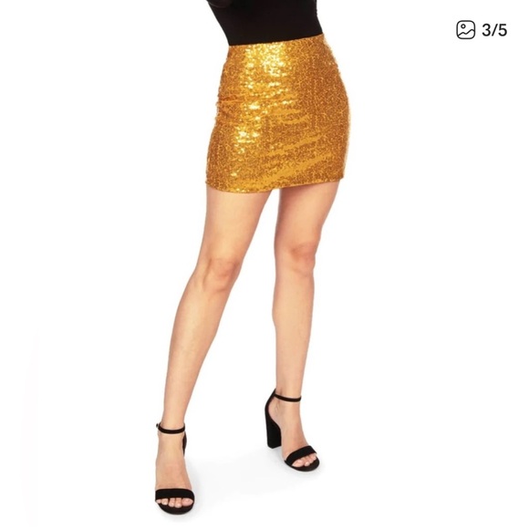 NWT TIPSY ELVES Gold Sequin Mini Skirt Size XL - Picture 3 of 11